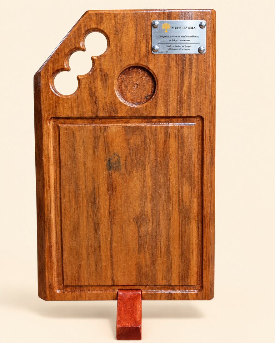 Tabla artesanal con asa circular