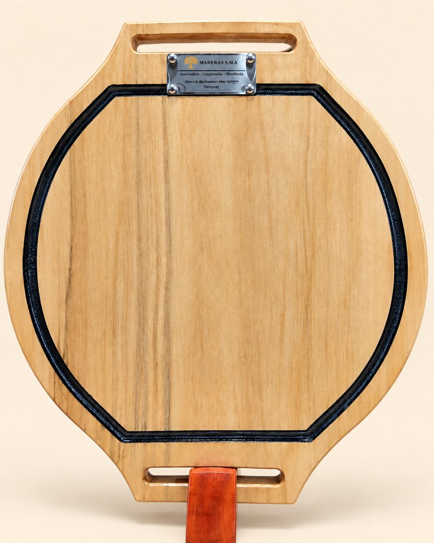 Tabla tallada con placa